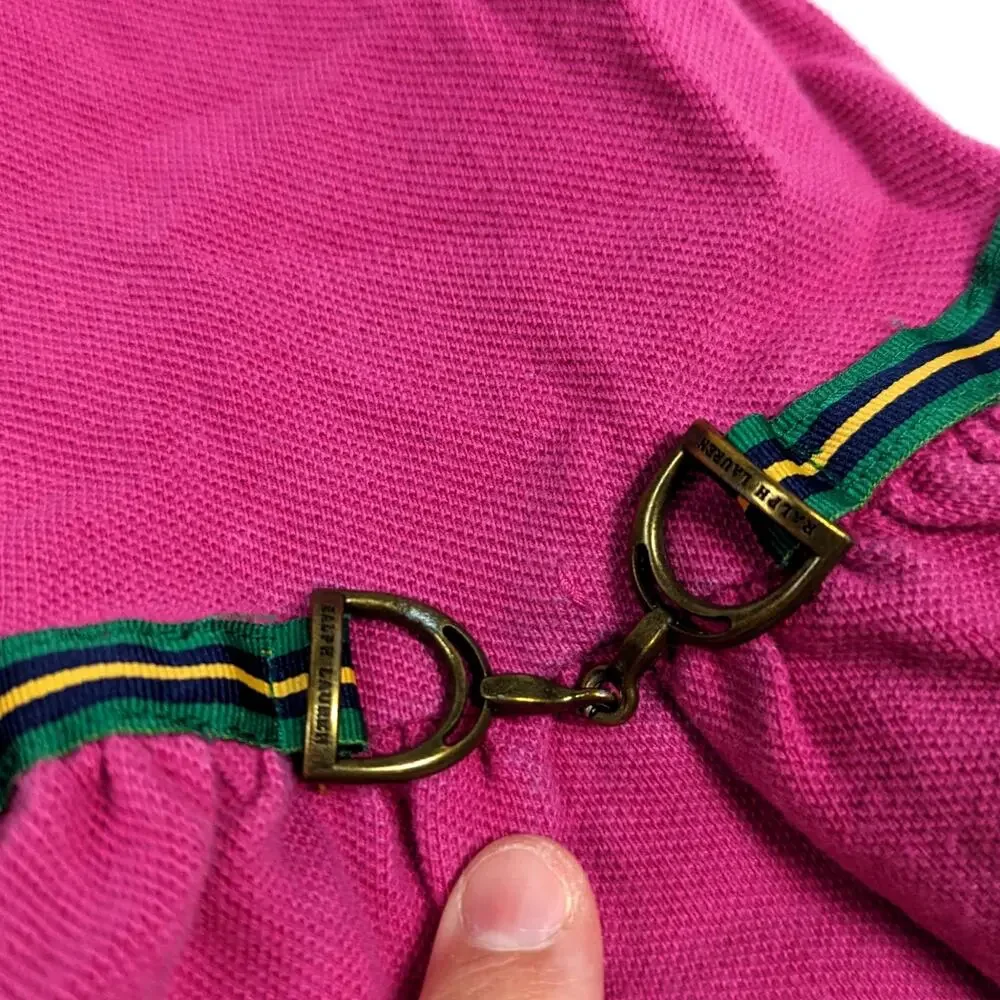 Ralph Lauren Dress Baby Girls Sz 6m Magenta Pink Preppy Collared Polo